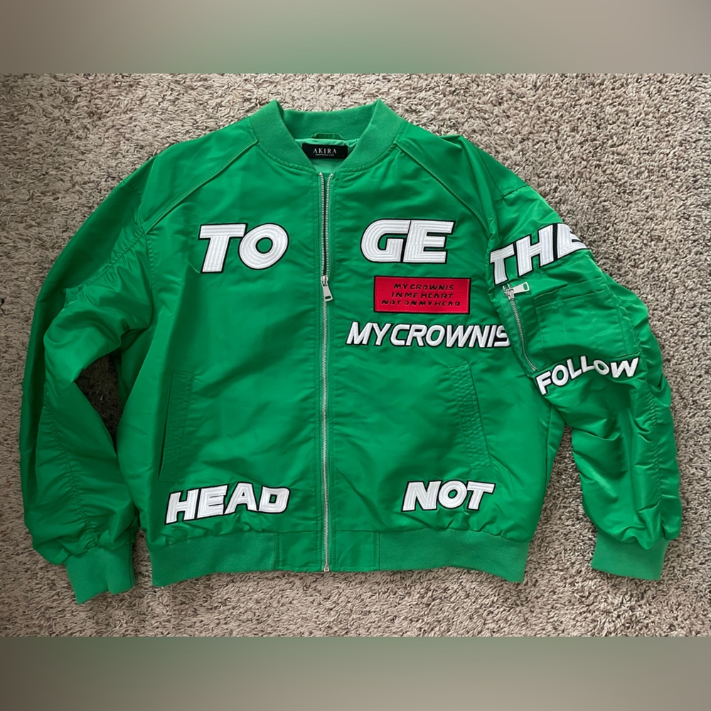 Green Graphic Bomber Jacket